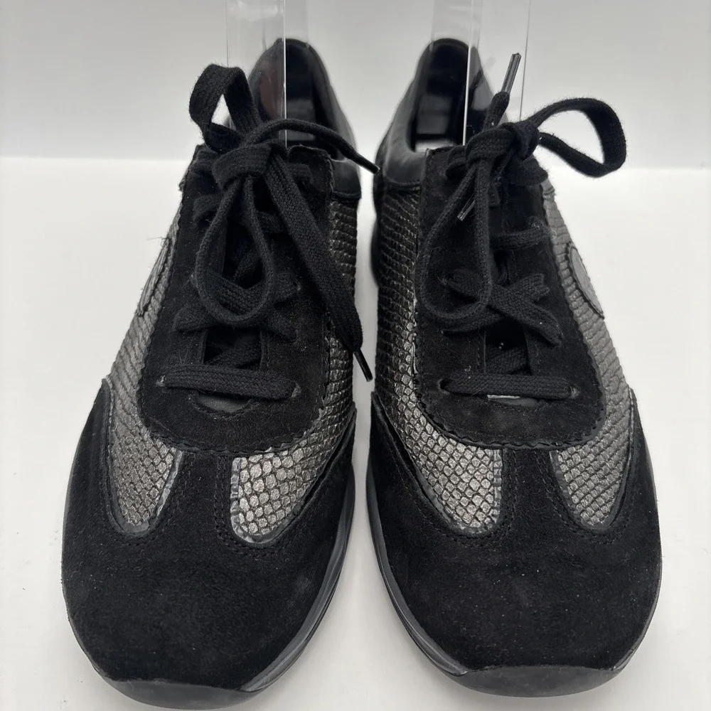 Mephisto Yael Runoff Air Jet System Walking Shoe Sneaker Black Leather Suede 7.5